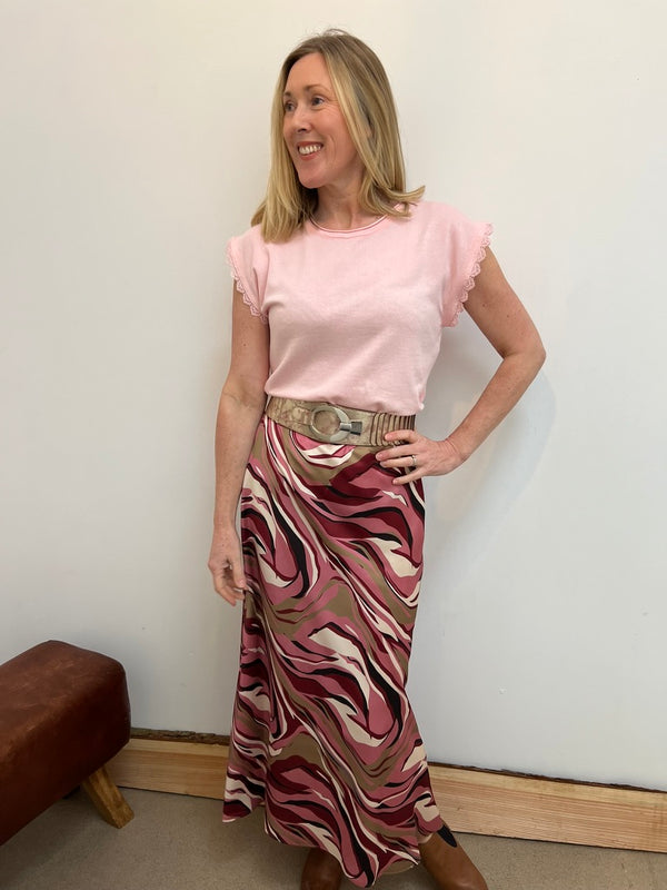 Conti Satin Print Skirt